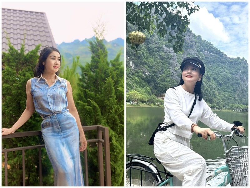 Không ít lần, 2 nữ nghệ sĩ diện trang phục trẻ trung, "hack tuổi". Ảnh: FB Thu Hà, Thu Quế.