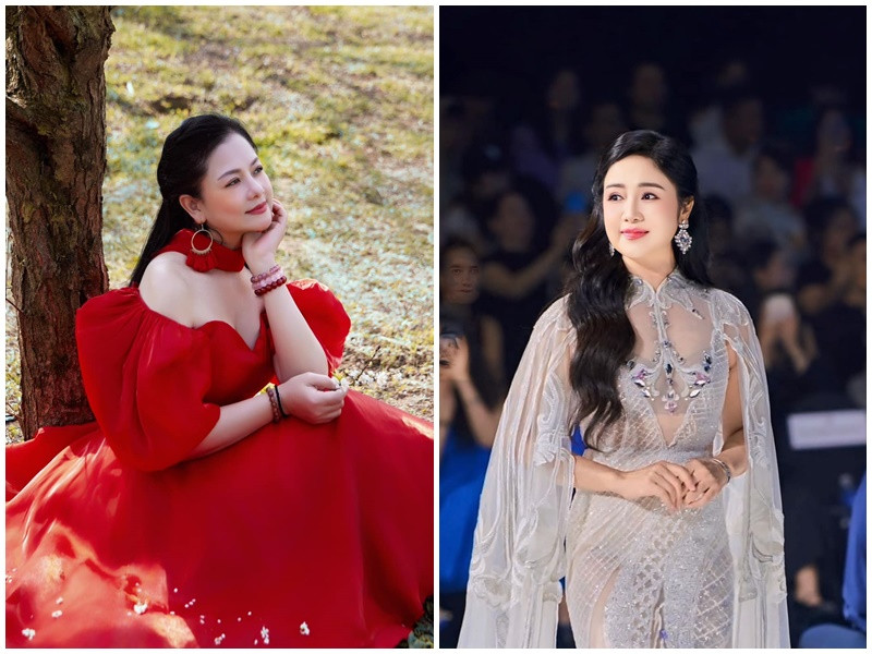 Hai NSND Thu Hà - Thu Quế (trái) bằng tuổi (sinh năm 1969), có mối quan hệ thân thiết. Ảnh: FB Thu Hà, Thu Quế.