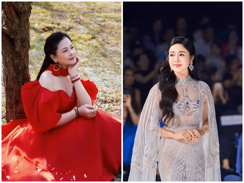 Hai NSND Thu Hà - Thu Quế (trái) bằng tuổi (sinh năm 1969), có mối quan hệ thân thiết. Ảnh: FB Thu Hà, Thu Quế.