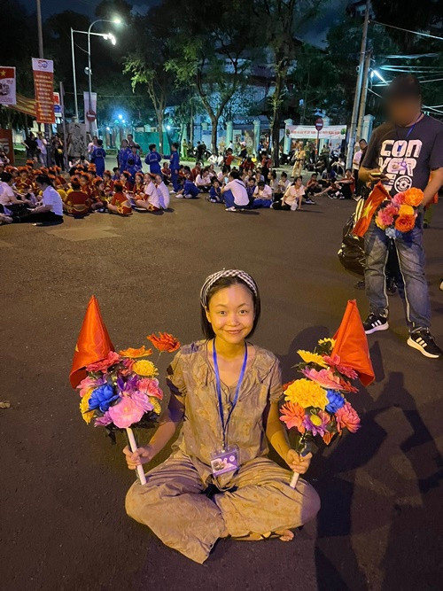 Khánh Ly - diễn viên đóng vai Cấm trong Địa đạo: Mặt trời trong bóng tối khoe loạt ảnh hậu trường buổi tập luyện. Ảnh: FB Khánh Ly.