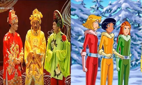 Bộ ba quyền lực nhất Táo quân năm nay có bộ trang phục giống hệt bộ phim Ba nữ thám thử. Một số dân mạng khác lại thấy giống cột đèn giao thông - Ảnh: Group Tinh Tế