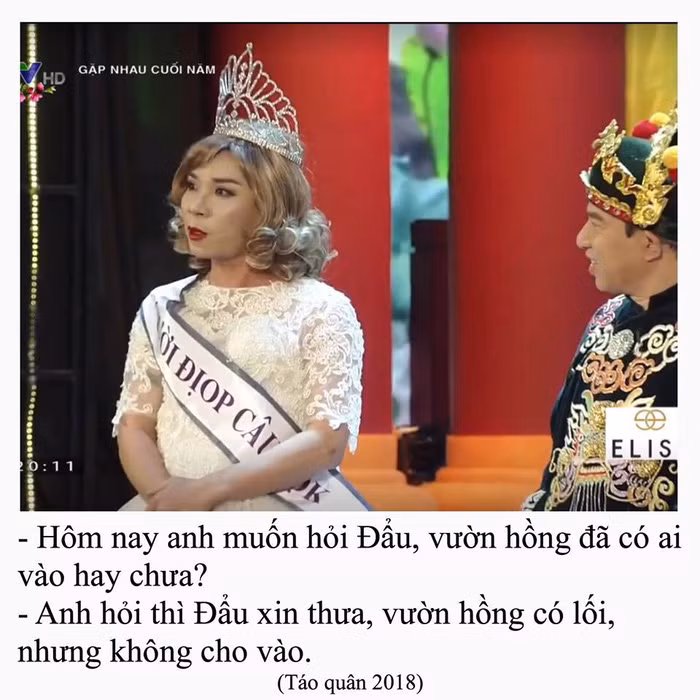 Tuy không gây cười và hài hước như mọi năm, Táo quân năm Mậu Tuất đã đem lại cho người xem những thông điệp ý nghĩa khi liên tục nhắc đến con ông cháu cha trong các cơ quan nhà nước, "đuông dừa" trên máy bay, quy hoạch sân golf,... Nhiều bạn trẻ vô cùng bất ngờ khi Táo quân bắt sóng được nhịp sống cộng đồng mạng. Bắc Đẩu là chị đại gắt nhất mùa Táo quân 2018 khi liên tục đá xoáy mọi người - Ảnh: Ngôn Tình Club