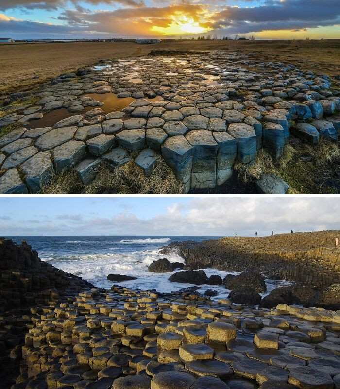 Kirkjugólf của Iceland (ảnh trên) và Giant's Causeway - một địa điểm nổi tiếng của Bắc Ireland - trông giống nhau đến kỳ lạ. (Nguồn ảnh: BP)