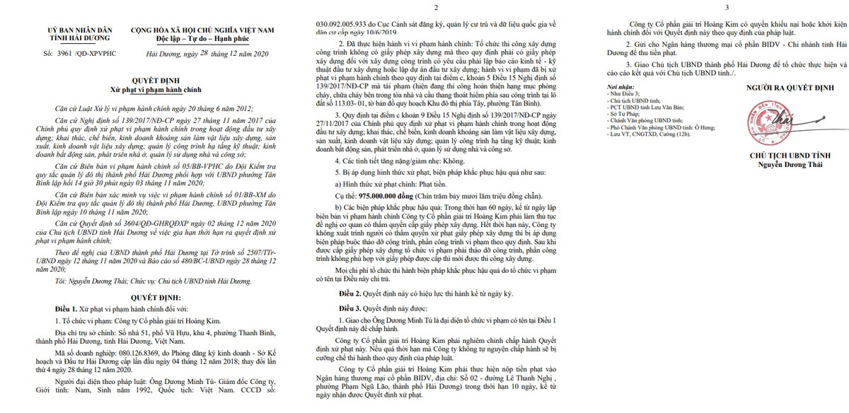 Hai Duong: Cong ty Giai tri Hoang Kim bi xu phat 975 trieu dong?-Hinh-2
