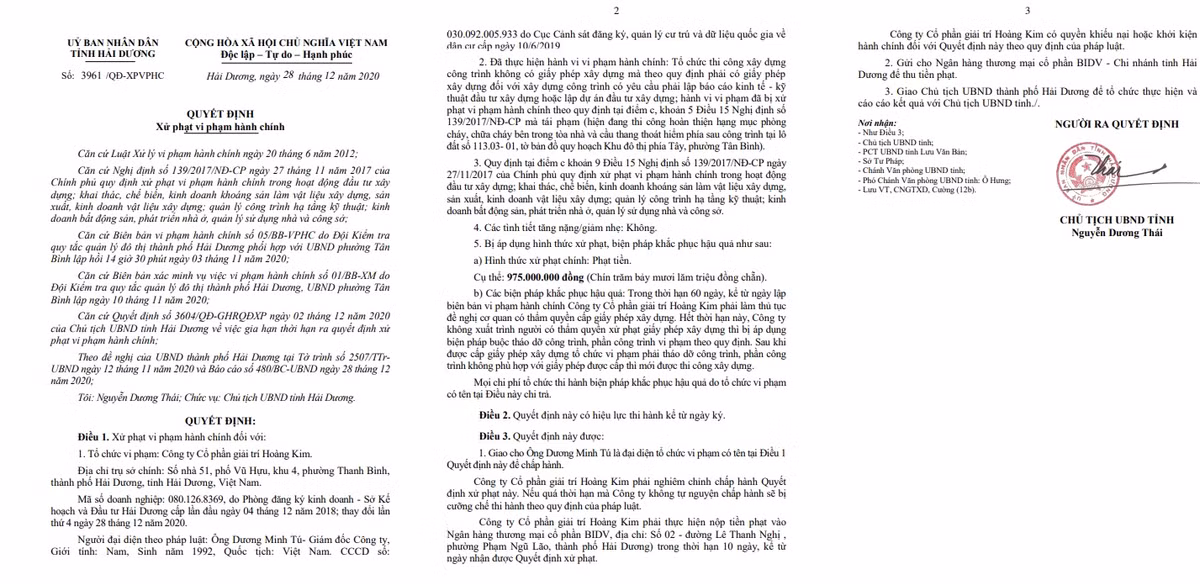 Hai Duong: Cong ty Giai tri Hoang Kim bi xu phat 975 trieu dong?-Hinh-2