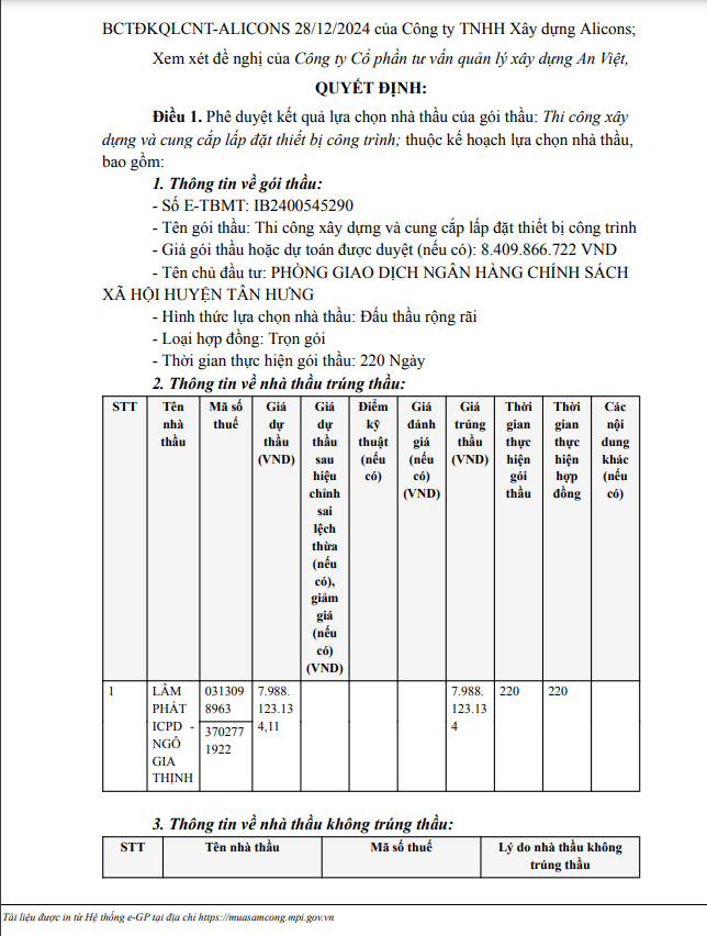 Long An: Lâm Phát ICPD và Ngô Gia Thịnh "ngược dòng" thắng gói thầu gần 8 tỷ - Hình 2 Long An: Lam Phat ICPD va Ngo Gia Thinh