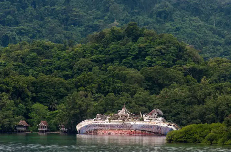 Từng là con tàu du lịch lớn, World Discover va phải một rạn san hô vào năm 2000 và hiện vẫn bị đắm ở quần đảo Solomon kể từ đó. Mời độc giả xem thêm video: Cá mập trắng tấn công du khách ở bãi biển Manhattan (Nguồn video: VTC14)