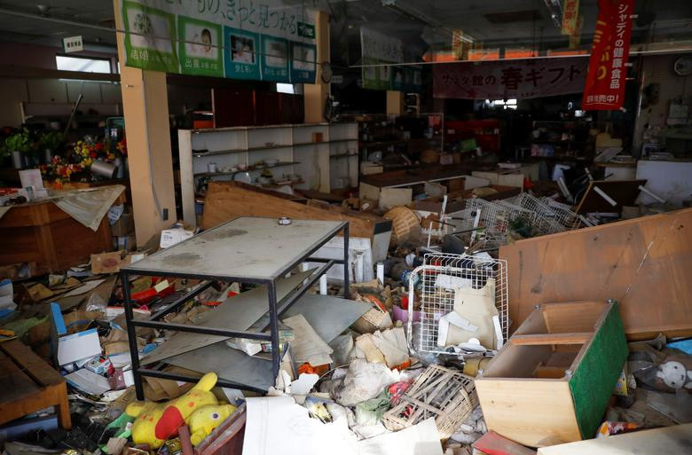 Siêu thị tan hoang ở khu vực gần nhà máy điện hạt nhân Fukushima Daiichi, nơi bị phá hủy bởi động đất và sóng thần vào tháng 3/2011.