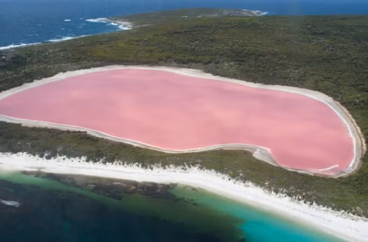Hồ Hillier, Australia. Hồ Hillier là một hồ nước mặn trên đảo Middle, ngoài khơi bờ biển phía nam của Tây Úc. Đây là một trong những hồ nước đặc biệt nhất trên thế giới bởi màu hồng tự nhiên của nó. Màu hồng của nước trong hồ là tự nhiên, không thay đổi, vẫn giữ nguyên màu khi nước được đưa ra khỏi hồ.