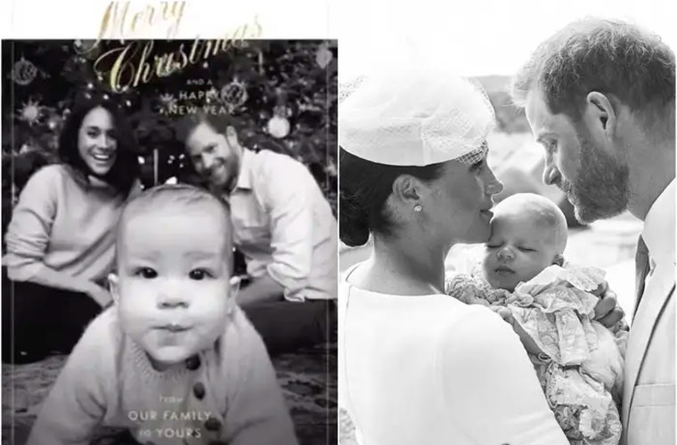 Tháng 12/2019: Meghan và Harry chia sẻ hình ảnh chụp cùng con trai Archie trong tấm thiệp Giáng sinh của gia đình.