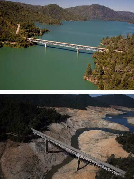 Chỉ trong vòng 3 năm, hồ Oroville, California, (Mỹ) gần như khô cạn do hậu quả của biến đổi khí hậu. Mời độc giả xem thêm video: Các bộ tộc Amazon học kỹ năng chống cháy rừng (Nguồn video: VTC14)