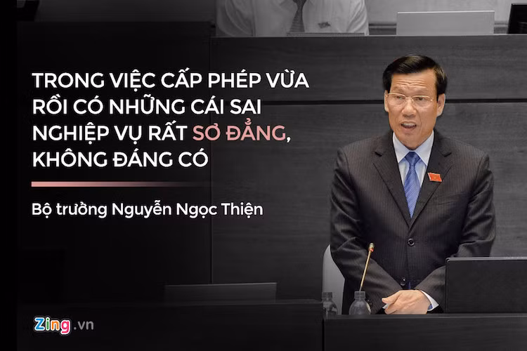 Trả lời chất vấn của đại biểu Phạm Tất Thắng (Vĩnh Long) về hoạt động của ngành văn hóa khi làm những việc không cần làm, như phổ biến hơn 300 bài hát cách mạng trong đó có cả Quốc ca, Bộ trưởng Nguyễn Ngọc Thiện thẳng thắn thừa nhận: "Trong việc cấp phép vừa rồi, có những cái sai nghiệp vụ rất sơ đẳng, không đáng có".