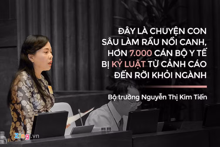 Câu trả lời của Bộ trưởng Nguyễn Thị Kim Tiến trước chất vấn của đại biểu Nguyễn Chiến (Hà Nội) về thái độ phục vụ người bệnh chưa tốt, cán bộ y tế có lời lẽ khiếm nhã thiếu tôn trọng, thậm chí xúc phạm người bệnh.
