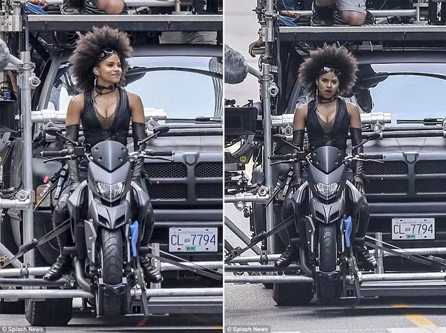 Phần đầu của Deadpool ra rạp năm 2016, phần 2 của bộ phim được quay từ tháng 6/2017 và ra mắt khán giả vào mùa hè năm sau. Joi 'SJ' Harris là người đóng thế cho nữ diễn viên Zazie Beetz trong Deadpool 2. Ảnh: Splash News.