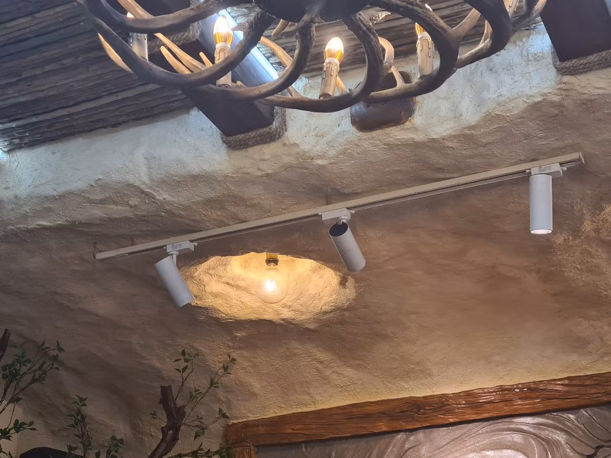 Những bóng đèn điện được thiết kế trên trần nhà.