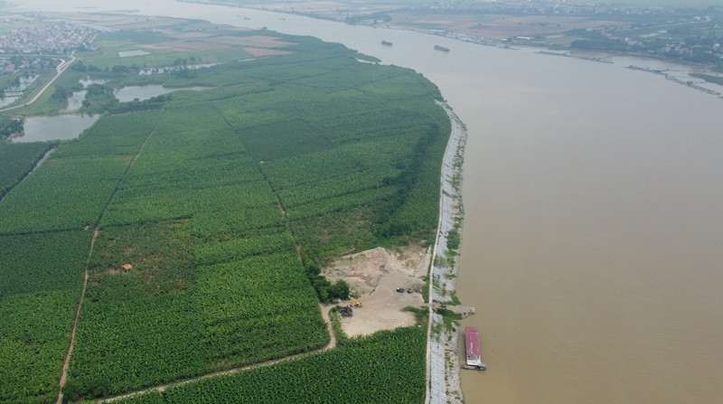 Bởi thế, một số bãi tập kết cát mới “mọc” khuất giữa cánh đồng trồng hoa màu, nhìn từ xa rất khó quan sát.