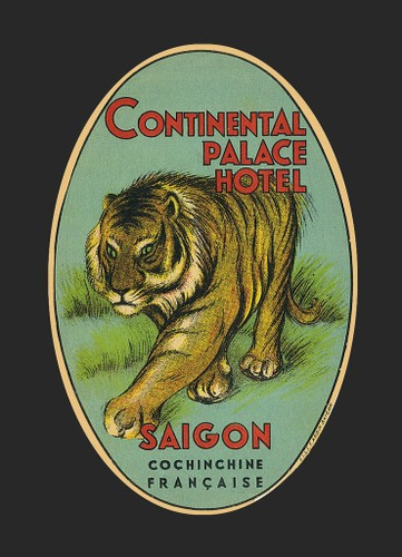 Nhãn hành lý hình con hổ của khách sạn Continental Palace.