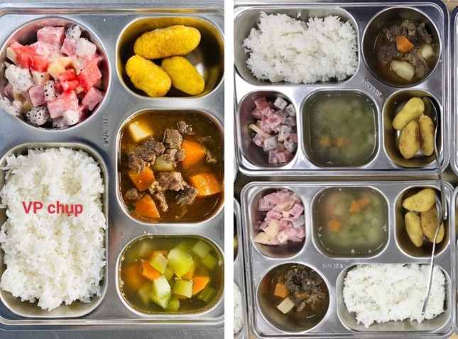 Hồi tháng 4/2023, nhiều phụ huynh có con học trường Mầm non AMIS (American Montessori International School) Trần Hữu Dực, quận Nam Từ Liêm, Hà Nội bức xúc về bữa ăn của các con không đảm bảo chất lượng, trong khi mỗi ngày phải đóng 70.000 đồng. (Ảnh NVCC) 