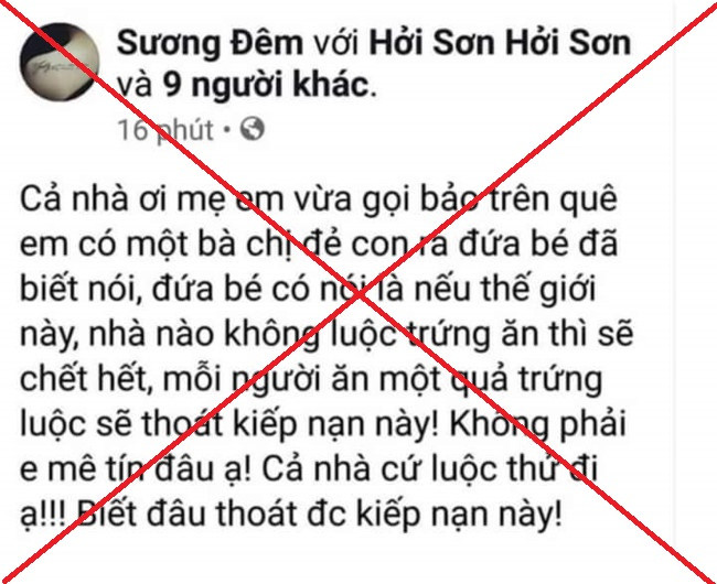 Khai nhận với công an, chị Lả cho biết, thông tin thất thiệt trên được mẹ nói khi gọi điện thoại. Bản thân nhận thức cho rằng thông tin như thế là đúng nên chia sẻ với mong muốn cảnh báo với người thân, bạn bè để tránh rủi ro không có động cơ mục đích về chính trị.