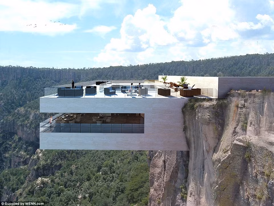Được gọi là Copper Canyon Cocktail Bar, nhà hàng trên vách đá này sẽ nằm gần thác nước Falls Basaseachic ở Mexico. Nơi đây chắc chắn sẽ cung cấp một cái nhìn tuyệt đẹp của cảnh quan cảnh quan xung quanh.