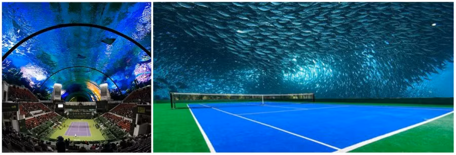 Dự án xây dựng sân quần vợt dưới nước do kiến trúc sư người Ba Lan Krzysztof Kotala đảm nhận.