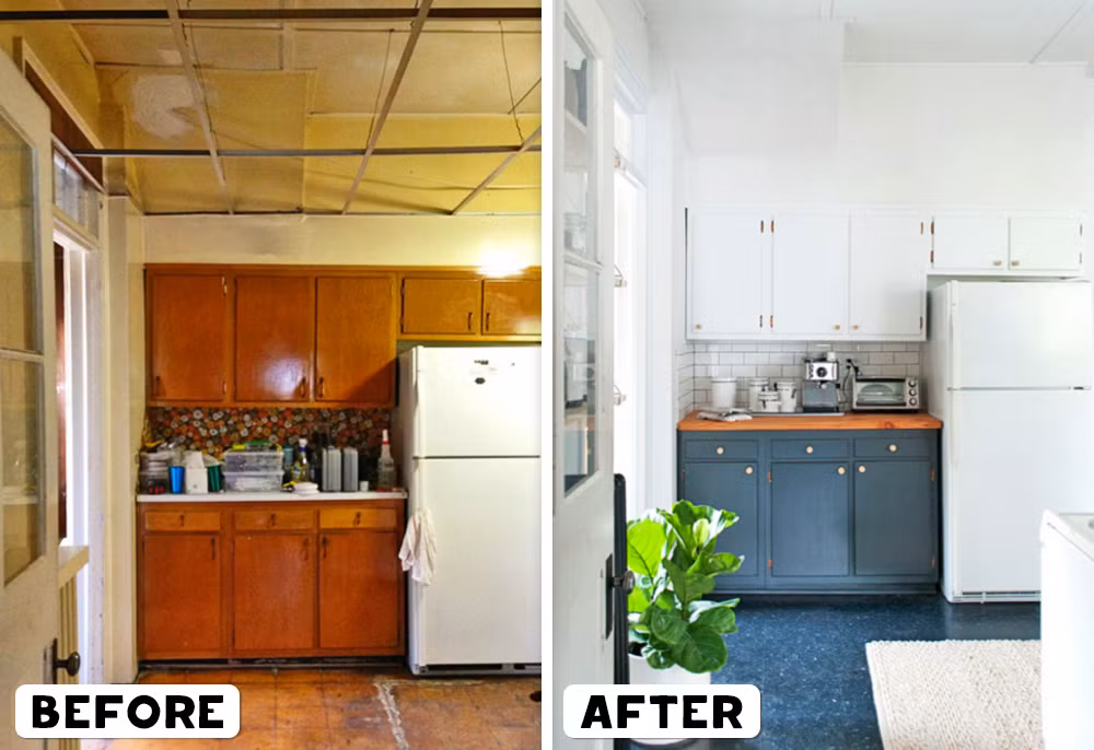 Sau khi sơn lại nội thất, căn bếp trở nên ấn tượng và mới mẻ hơn rất nhiều.