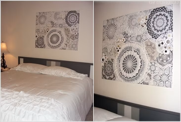 Bức tranh gốm sứ khiến phòng ngủ đẹp lạ mắt.