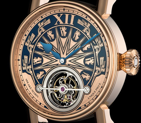 Chiếc đồng hồ khắc họa tiết trống đồng là bộ sưu tập thứ hai của Peter Speake Marin, nghệ nhân chế tác đồng thời là Chủ tịch hãng đồng hồ Speake Marin (Thụy Sĩ) lấy cảm hứng từ các họa tiết Trống đồng Đông Sơn.