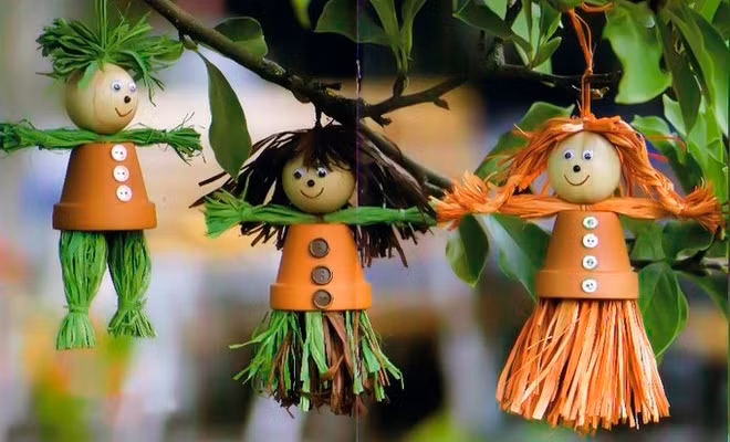 Những hình nộm xinh xắn khiến khu vườn nổi bật hơn.