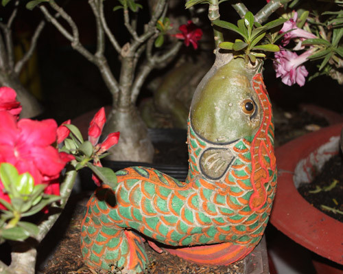 Con cá chép sặc sỡ sắc màu từ cây sứ.