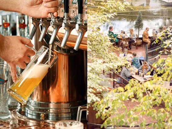 Beer Garden Airbrau, Sân bay Munich (Đức): Đây là quán bar sân bay có khung cảnh tuyệt vời và các loại bia ngon để bạn có thể thưởng thức trong lúc chờ chuyến bay.