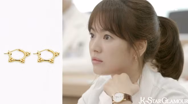 Nhân vật của Song Hye Kyo có bộ sưu tập bông tai khá đa dạng. Trong hình là một thiết kế của Aino, có giá tới 73.000 won (1,35 triệu đồng).