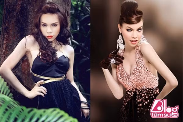 Trong nhiều bức hình, nhà thiết kế chuyển giới cũng có nhiều tấm hình với tư thế tạo dáng, góc chụp cố để giống Hồ Ngọc Hà.