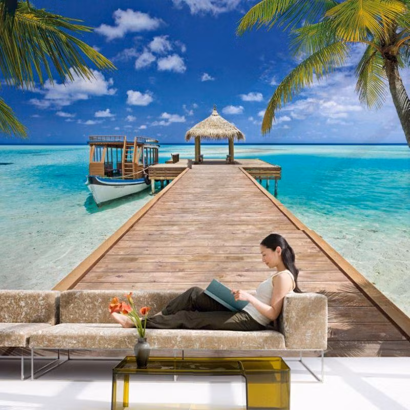 Việc sử dụng tranh dán tường 3D đang ngày càng phổ biến trong thiết kế nội thất nhà.