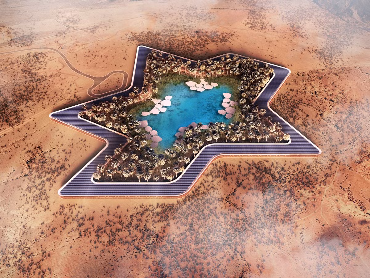 Dù nằm giữa sa mạc căn khô nhưng nó sẽ là một trong những khu nghỉ mát xanh nhất thế giới, với các tính năng bền vững gồm tái chế nước thải, một khu vực không có khí thải và sử dụng tấm pin mặt trời để cung cấp toàn bộ nhu cầu năng lượng của khu nghỉ mát.