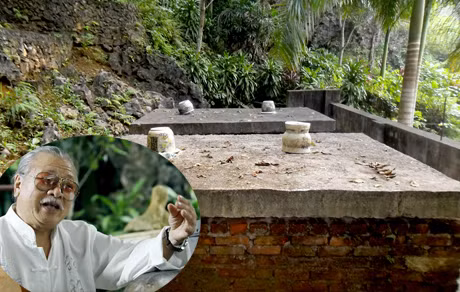 Ở vùng đất Sơn Lâm, Lương Sơn, Hòa Bình, hầu như ai cũng biết đến biệt danh "Đức gấu". Ông là Nguyễn Công Đức, người Hà Nội chính gốc nhưng đã chuyển lên đây sống từ nhiều năm nay. Ông Đức nổi tiếng không chỉ vì nuôi gấu mà còn tự mình xây dựng một trang trại, trong đó có khu lăng mộ chờ ướp xác mình. Ảnh: Đại gia "Đức gấu" và khu lăng mộ xây sẵn để ướp xác.