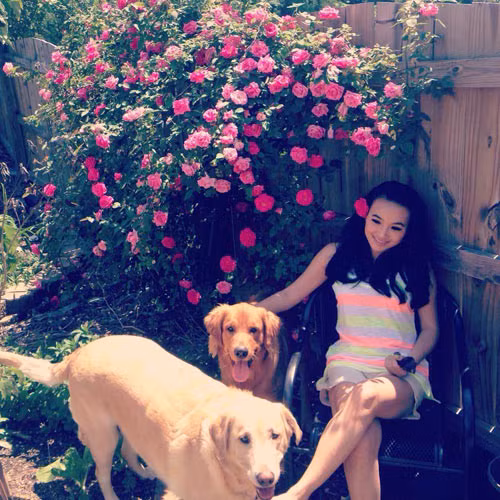 Chị Quỳnh Trần (đang sinh sống ở bờ Đông nước Mỹ) sở hữu vườn rộng 400 m2 luôn cung cấp rau sạch để ăn, hoa đẹp để ngắm quanh năm.