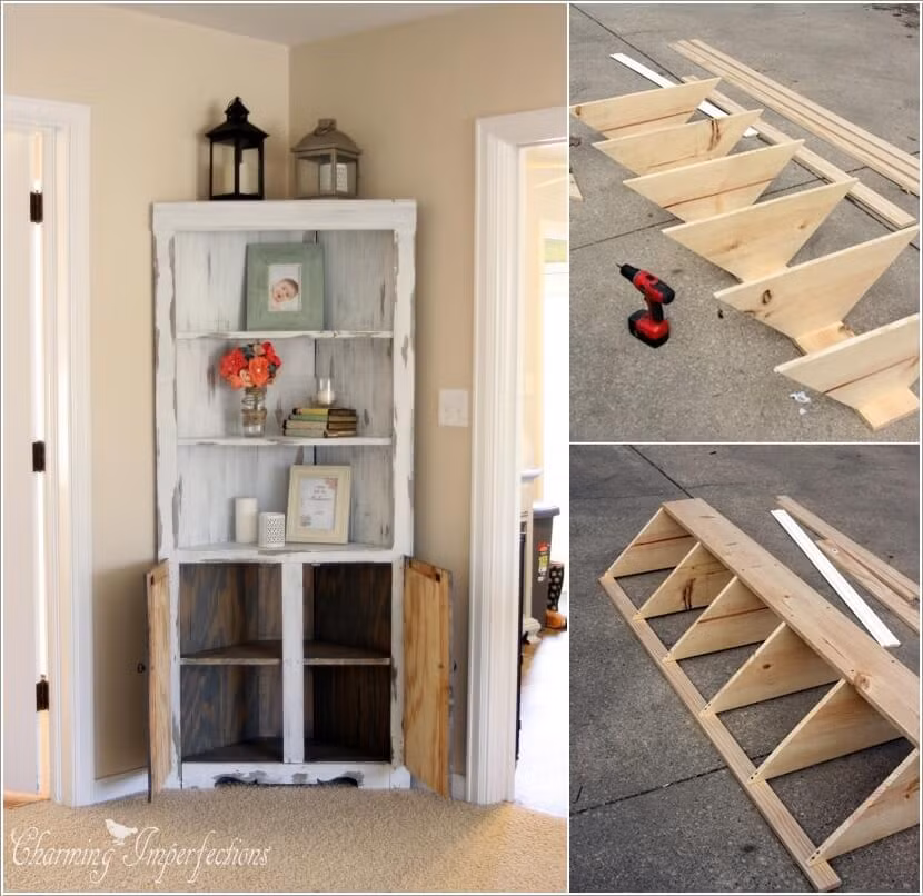 Tạo một kệ đựng đồ ở góc nhà là ý tưởng khá hay cho căn phòng sinh động hơn.