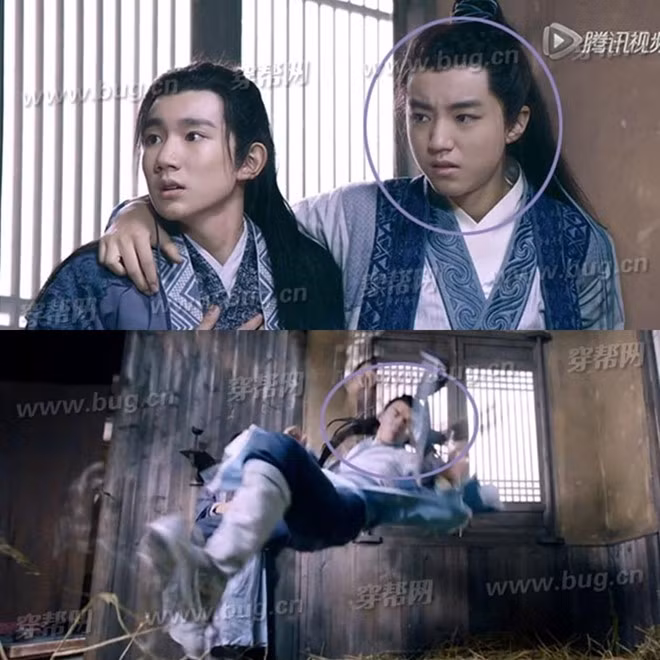 Tru Tiên gặp khá nhiều lỗi sơ xuất lộ mặt diễn viên đóng thế. Ở một cảnh phim khi diễn viên đóng thế nhân vật Kinh Vũ thời nhỏ lọt vào ống kính.