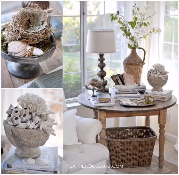 Bạn cũng có thể bày trí một số đồ vật mà bạn sưu tầm được ở góc nhà để xóa nhòa đi vẻ đơn điệu.