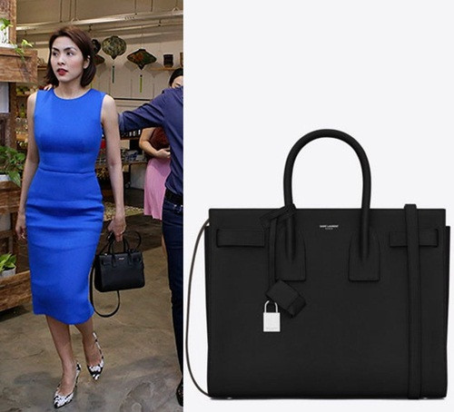 Hà Tăng đeo chiếc túi đen hiệu Saint Laurent Sac De Jour có giá khoảng 60 triệu đồng.