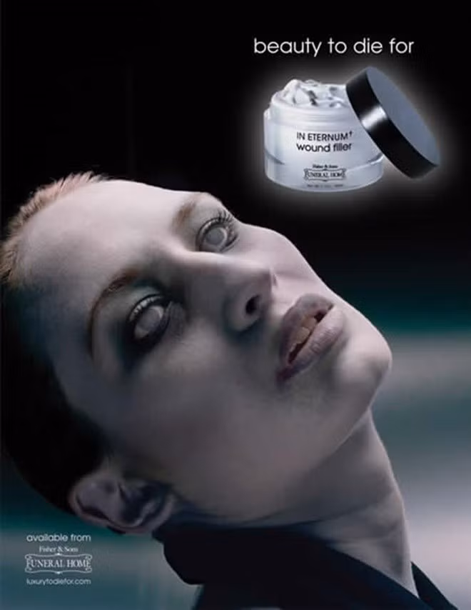 Quảng cáo kem dưỡng da Beauty to die for bị cấm với hình ảnh gây sốc và đáng sợ.