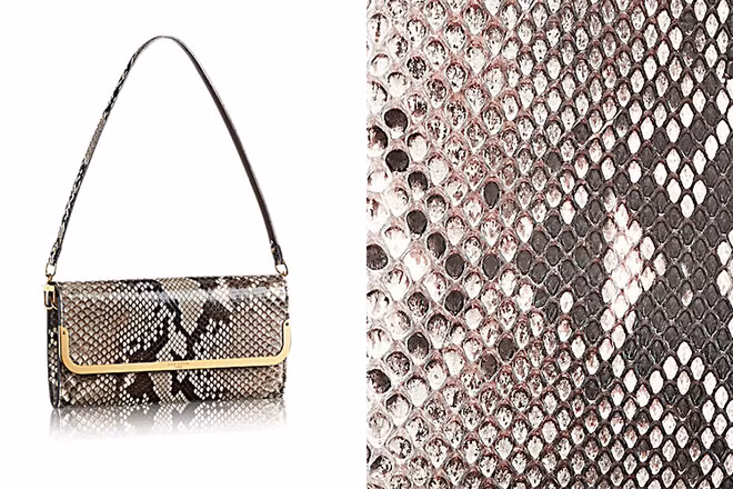 Da trăn: Dù sở hữu vẻ ngoài bắt mắt, da trăn là một trong những loại chất liệu làm túi hàng hiệu mỏng manh nhất trên thị trường. Túi da trăn cần thường xuyên được chăm sóc để tránh vảy bị khô, bong ra khỏi sản phẩm.