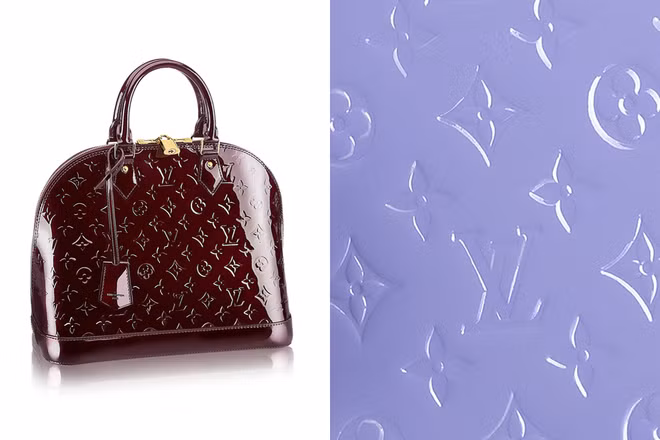 Da bê bóng: Chất liệu ra mắt vào năm 1998, sau khi Marc Jacobs được chỉ định làm Giám đốc sáng tạo của Louis Vuitton. Nhờ một lớp sơn bóng, những chiếc túi vừa ra đời đã gây được cảm tình. Dù vậy, nó có nhược điểm dễ bị trầy xước và bám bẩn.