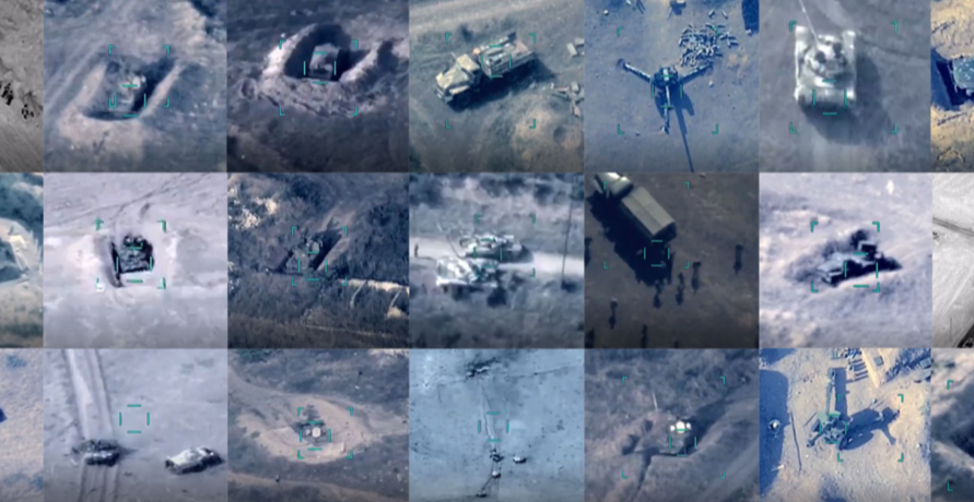 Chiến thuật này lặp đi lặp lại và hiệu quả đến mức các tổ hợp phòng không di động ngoài tiền tuyến của Armenia đã bị diệt hàng loạt và không dám triển khai các tổ hợp thay thế. UAV quân sự Azerbaijan tiêu diệt hầu như mọi loại khí tài và sinh lực của quân đội Armenia và là nguyên nhân chính khiến Armenia không thể cầm cự lâu hơn được nữa. Ảnh chụp thiệt hại của Armenia từ video do Bộ Quốc Phòng Azerbaijan công bố.