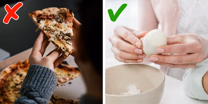 Trứng: Một quả trứng là một lựa chọn ăn vặt tốt. Một quả trứng chỉ có 75 calo nhưng nó có hàm lượng protein rất cao và sẽ làm bạn cảm thấy no hơn trong một thời gian dài.