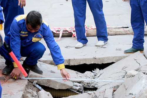 Dung tia laser phat hien cong sap