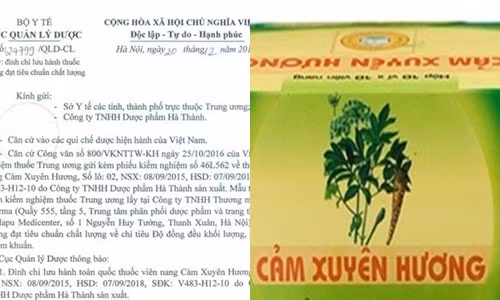 Lại thu hồi thuốc Cảm Xuyên Hương của Dược phẩm Hà Thành Lai thu hoi thuoc Cam Xuyen Huong cua Duoc pham Ha Thanh