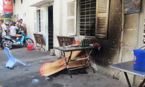 Hiện trường vụ người đàn ông tự thiêu tại đường Hùng Vương, TP Vũng Tàu.
