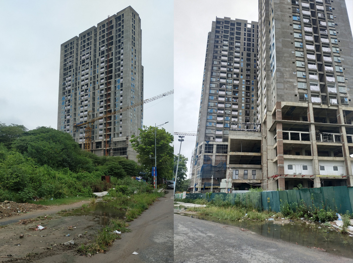 Cảnh dự án Bea Sky là một bãi phế thải vật liệu xây dựng tồn tại từ trước gây mất mỹ quan đô thị.